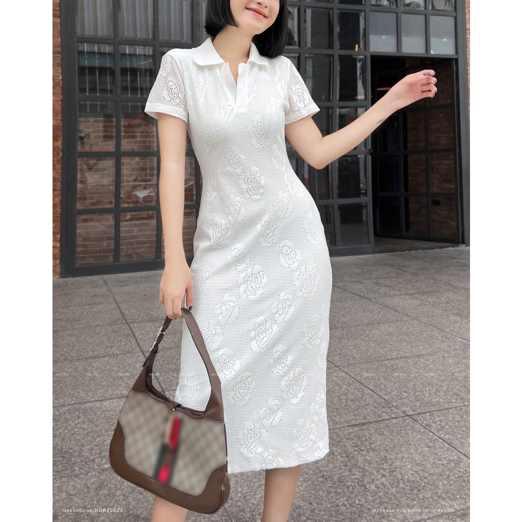 Đầm Thun Trắng Ôm Body Tùng Váy Suông Halura (HDR22025)