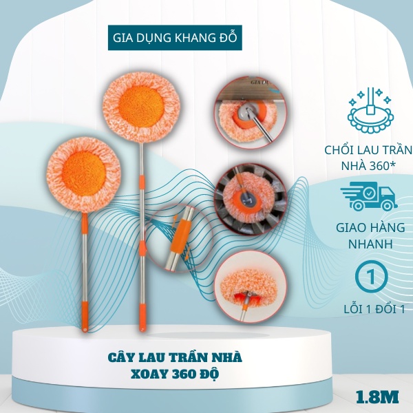 Chổi lau nhà hoa hướng dương - Chổi lau nhà cán dài đa năng xoay 360 độ hình hoa hướng dương