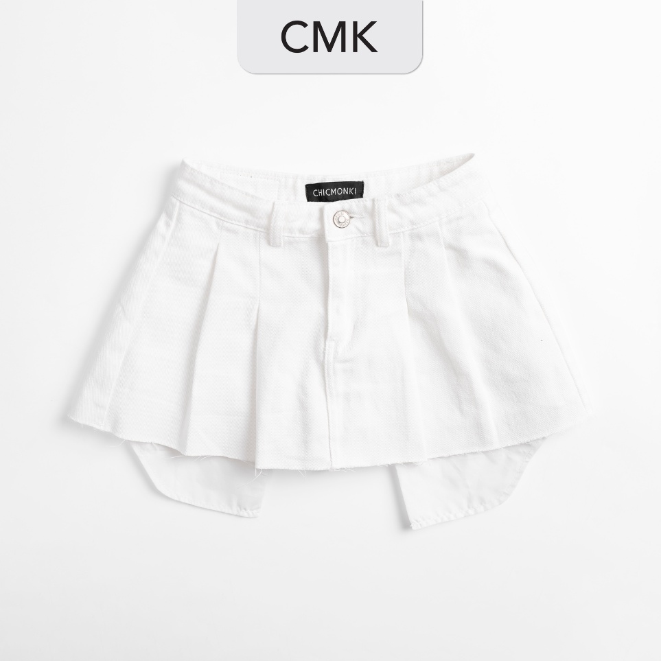 Chân váy jean xếp ly CHICMONKI lộ túi màu trắng - Jeans Skort CMJ1369