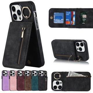 Khe cắm thẻ dây kéo Vỏ da lật dọc cho iPhone 13 12 Mini 11 Pro Max XR XS 7 8 Plus Vỏ điện thoại