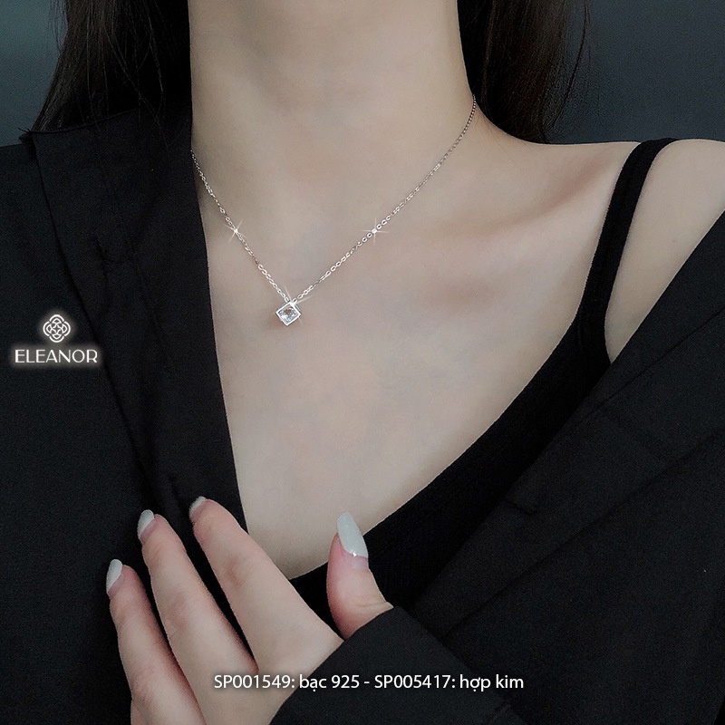 Dây chuyền nữ bạc 925 Eleanor Accessories mặt hình hộp phối đá phụ kiện trang sức 1549