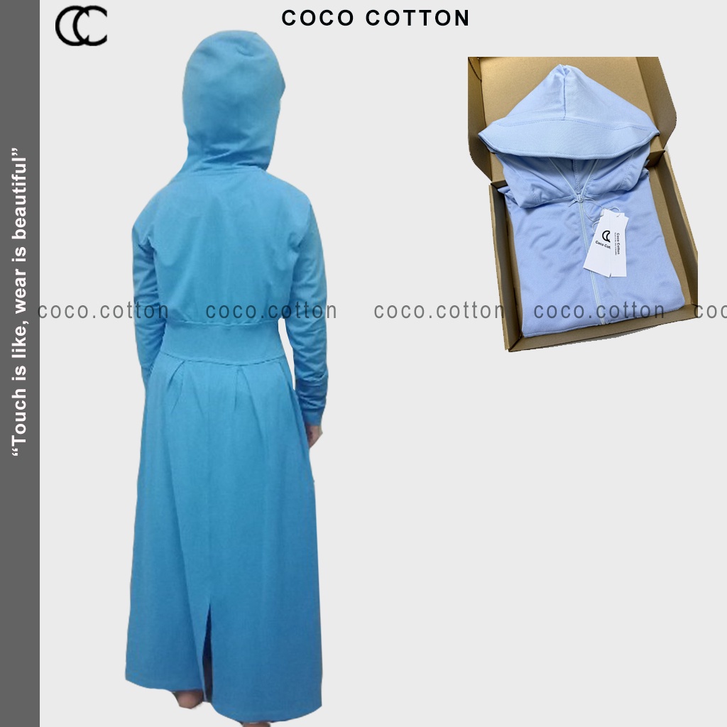 Áo chống nắng cho bé toàn thân CoCoCotton liền thân dáng dài an toàn cho da bé