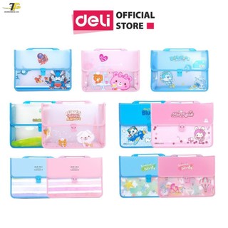 Cặp học sinh hoạt hình deli - nhựa nhập khẩu hàn quốc - xanh/hồng- 1 chiếc - e38134/w38166/cz64902/w38135/cz64802/w29050