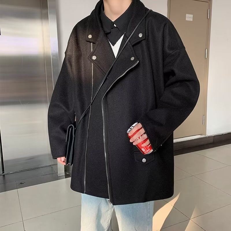Áo Khoác Dạ Cổ V Đính Cúc Unisex