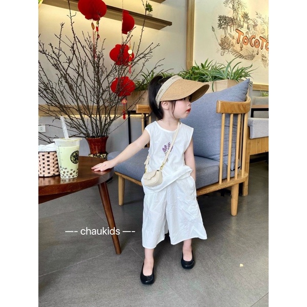 Bg104- bộ đũi thêu hoa tím quần ống sớ bé gái
