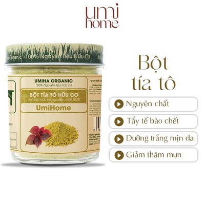 Bột Lá Tía Tô nguyên chất UMIHOME 135g - Đắp mặt nạ dưỡng trắng da, sạch mụn ẩn, làm hồng da hiệu quả