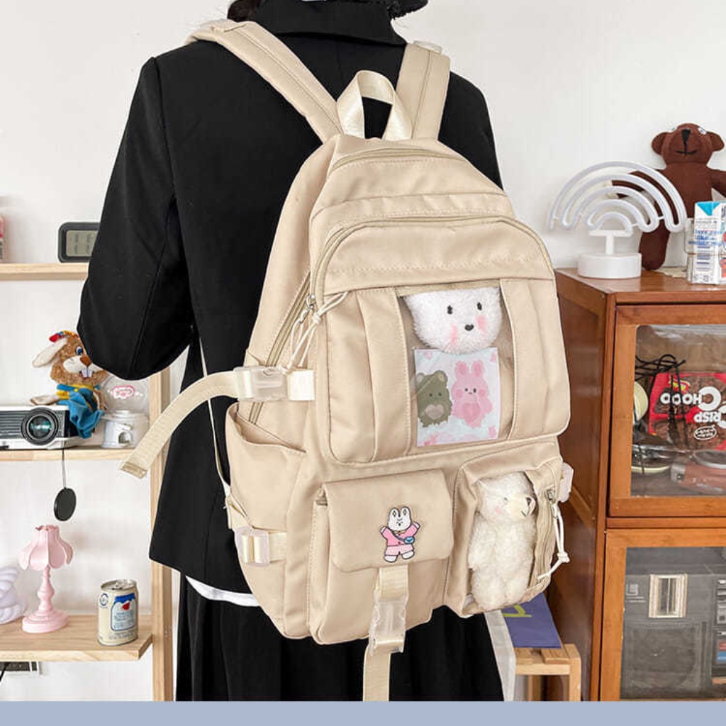 Balo Ulzzang Hàn Quốc nam nữ chống nước , Balo đi học thời trang màu pastel Belle Bag BL04