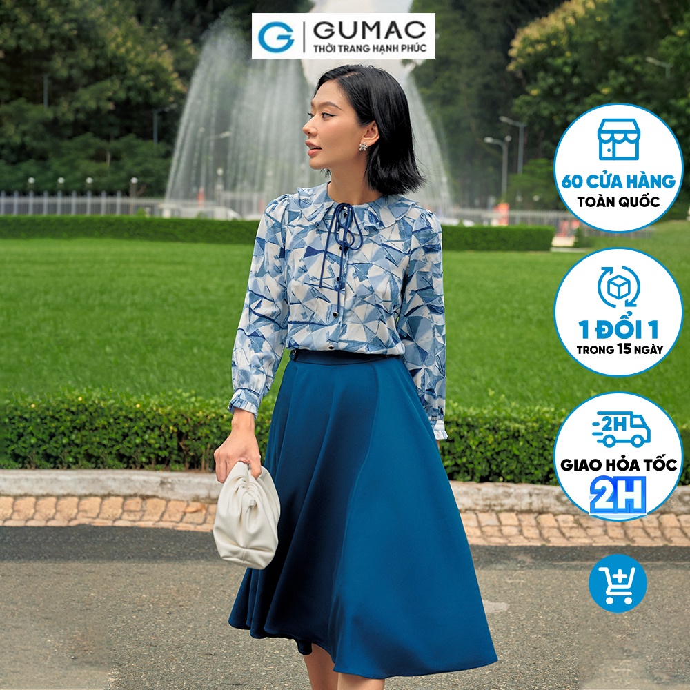 Chân váy xòe phối nút GUMAC LV1015