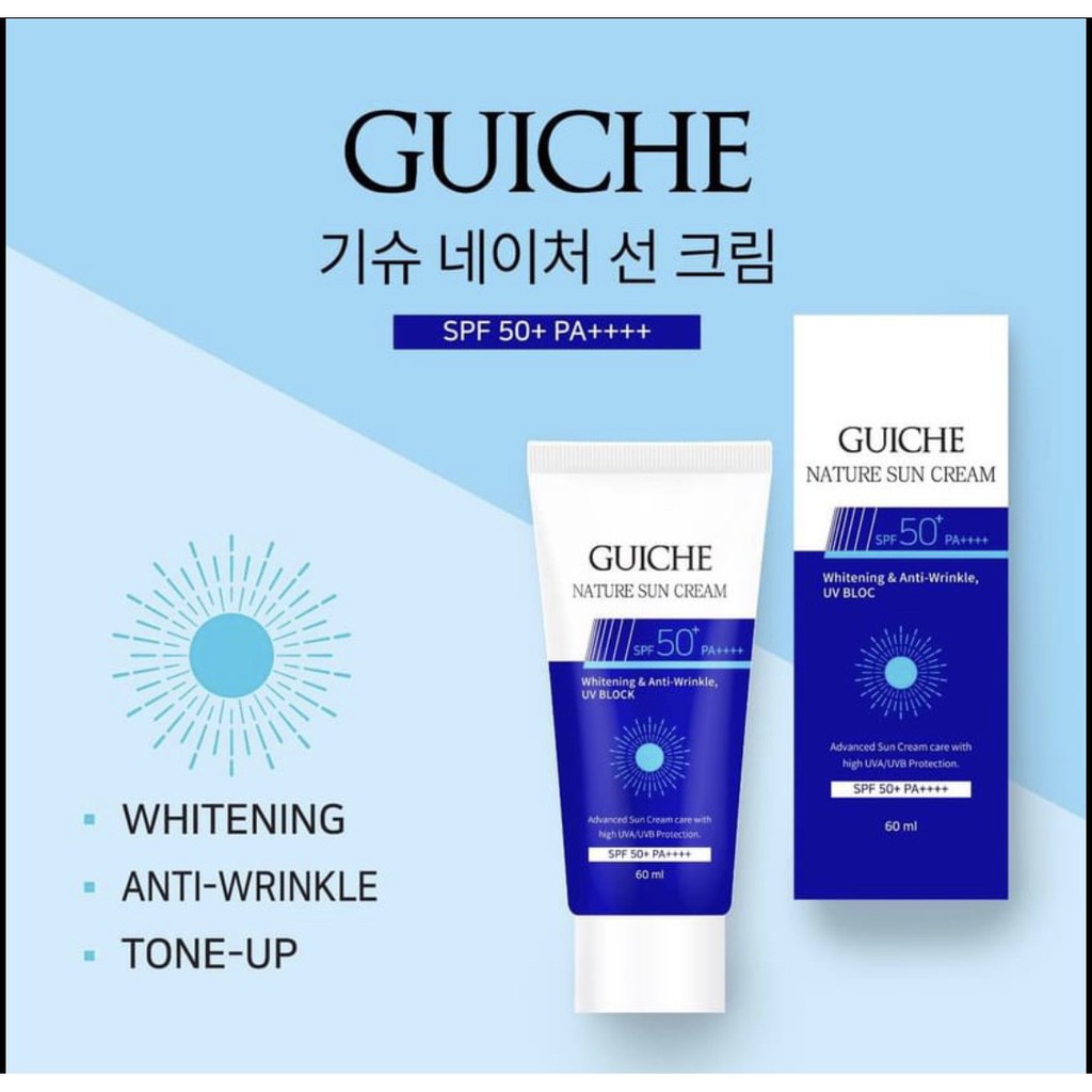 Kem Chống Nắng Guiche Nature Sun Cream SPF50+++ Hàn Quốc Nâng Tone Kiềm Dầu 60ml Fuhocometics