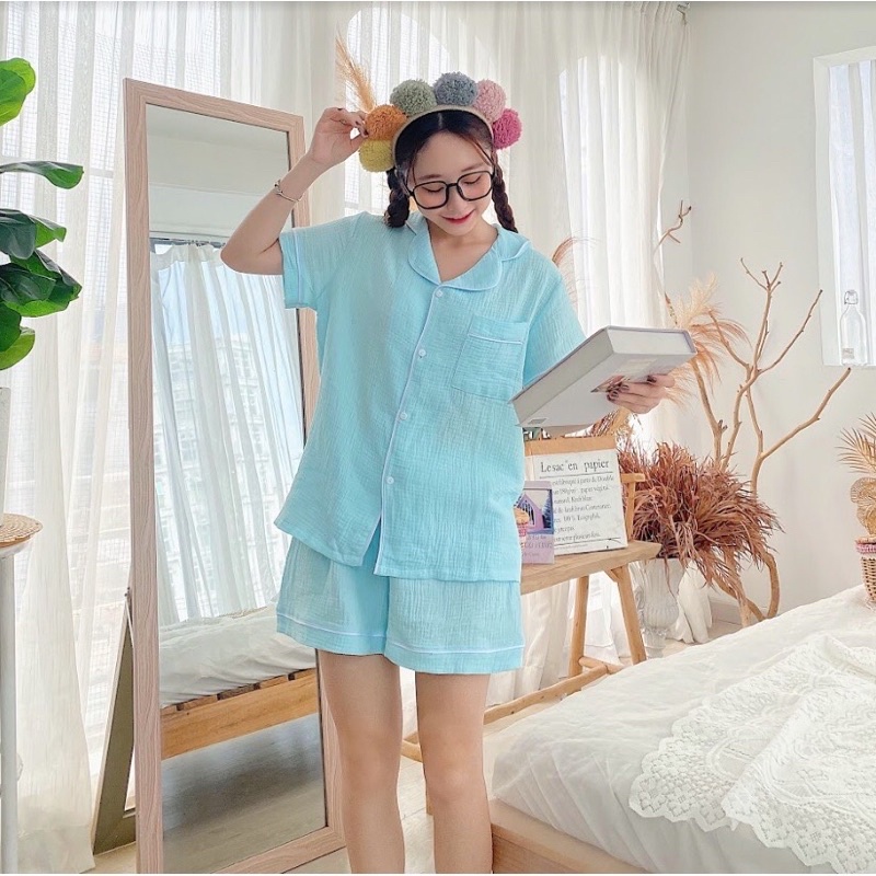 Bộ đùi vải Muslin mặc nhà (mới)(nhà NaNe)