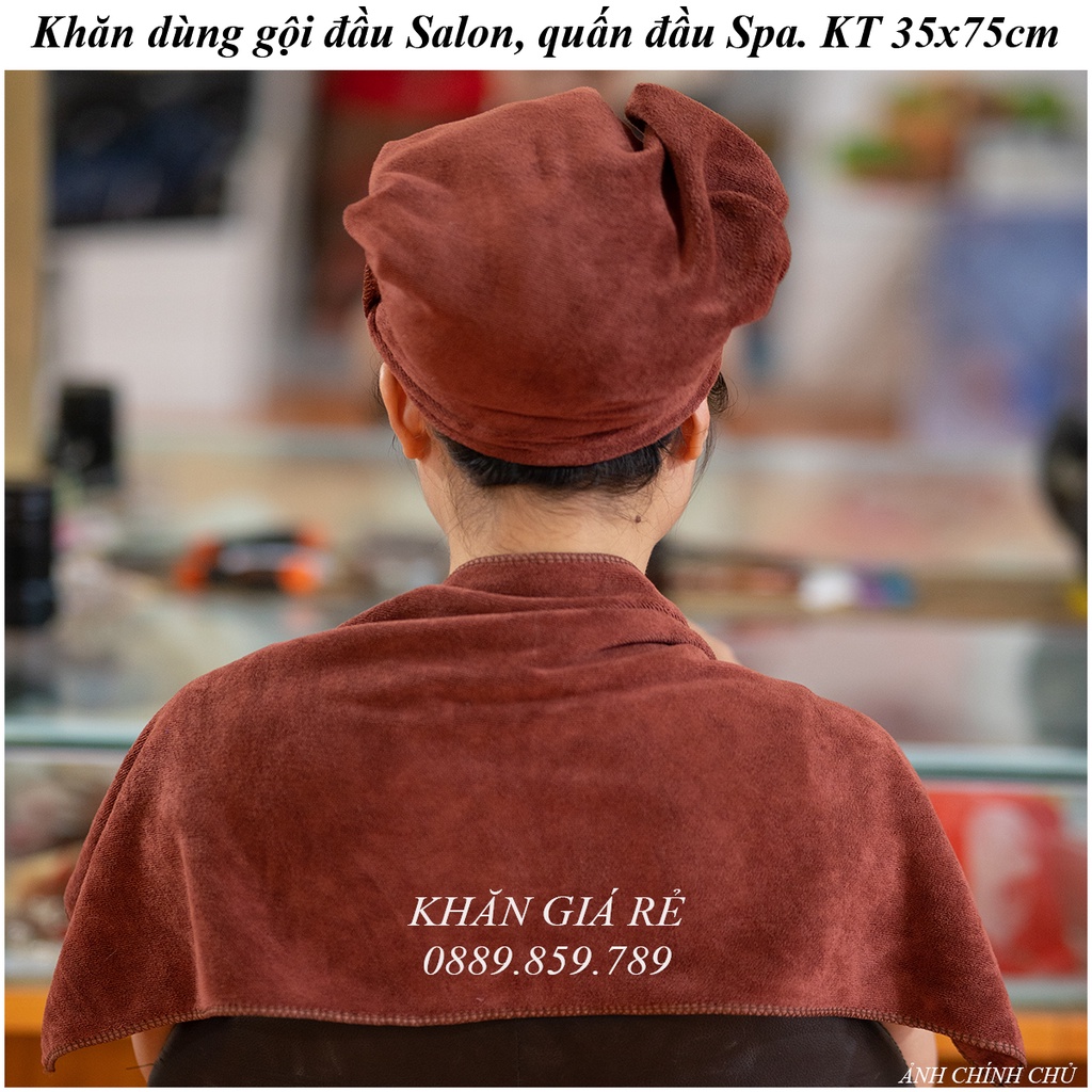 Khăn gội đầu salon 35*75 chất Microfiber mềm mịn thấm hút nước, Khăn quấn đầu spa loại dày cao cấp | BigBuy360 - bigbuy360.vn