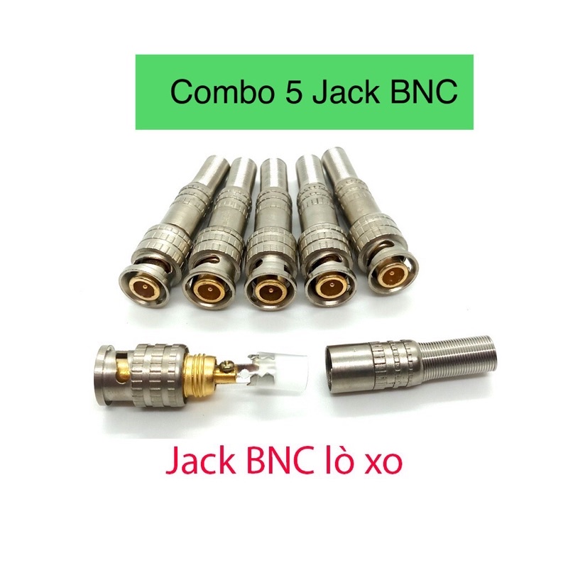Combo 5 Đầu Jack BNC Lò Xo Dùng Cho Camera