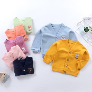 SUPER KIDS Áo Khoác cardigan Dệt Kim Cổ Chữ V Thời Trang Xuân Thu Dành Cho Bé Trai Và Bé Gái