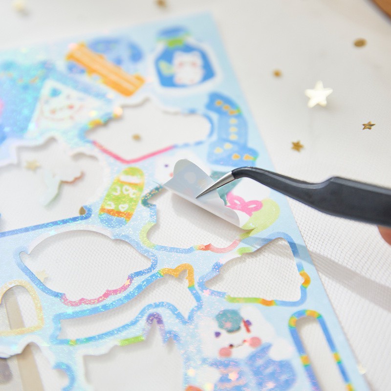 Sticker Dán Nhiều Màu Lấp Lánh Dùng Trang Trí Laptop, Sách Vở Học Tập