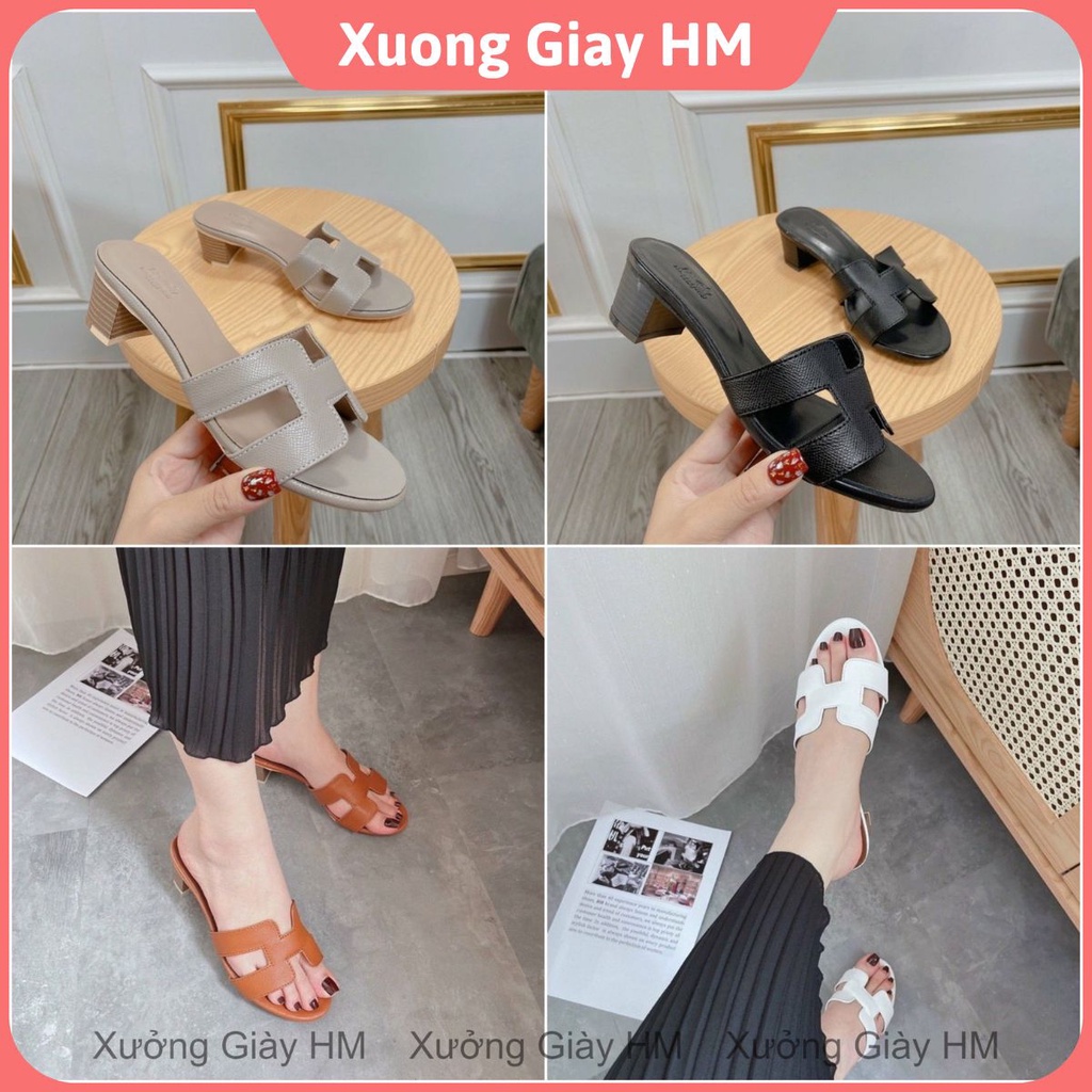 Guốc HM 5p Gót Vuông Da Sần Cao Cấp Thời Trang Các Màu, Đế Vân Gỗ, Hàng Guốc Loại 1 Giá Rẻ Vô Địch Freeship