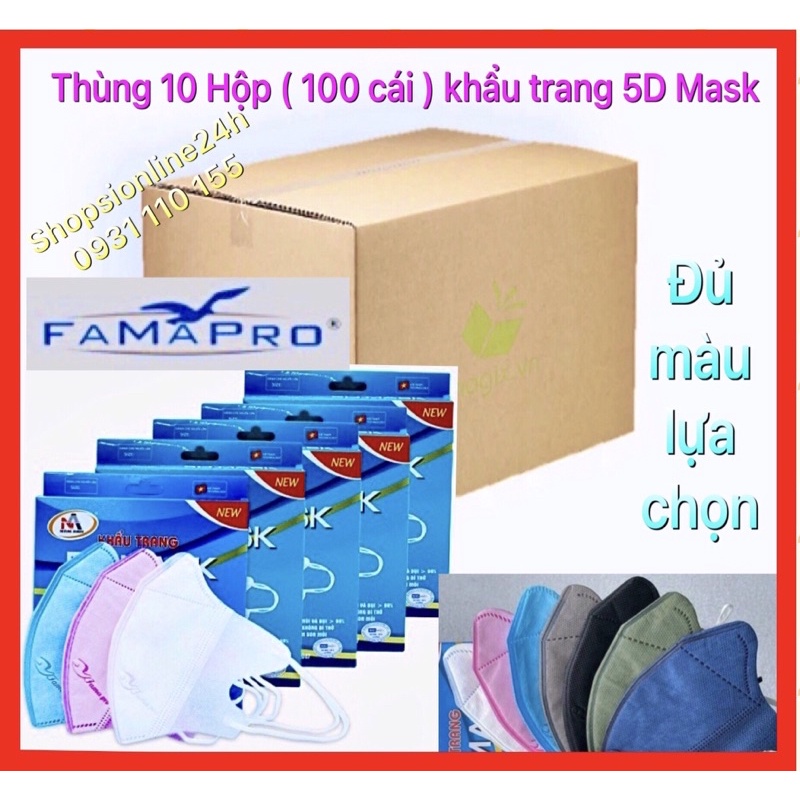 ✅ [ 100 cái ] khẩu trang 5D Mask Famapro Nam Anh