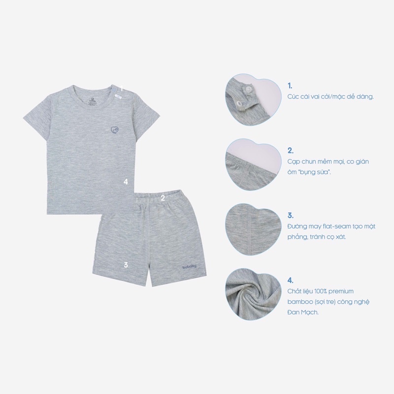 BuBaby-Bộ ngắn tay cài vai  - Bambus BBB130102