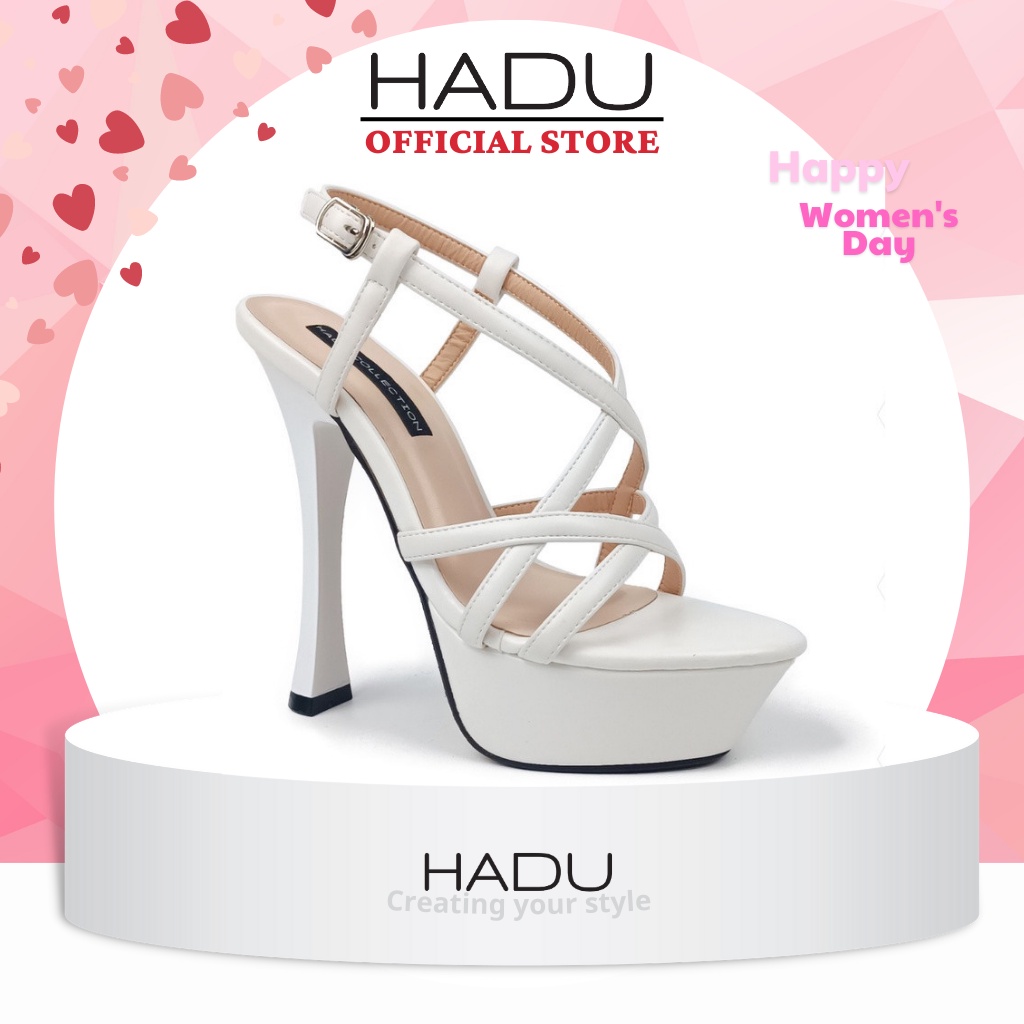 Giày sandal cao gót 15cm dây đan rọ đế đúp trước Miss Sis HADU M142
