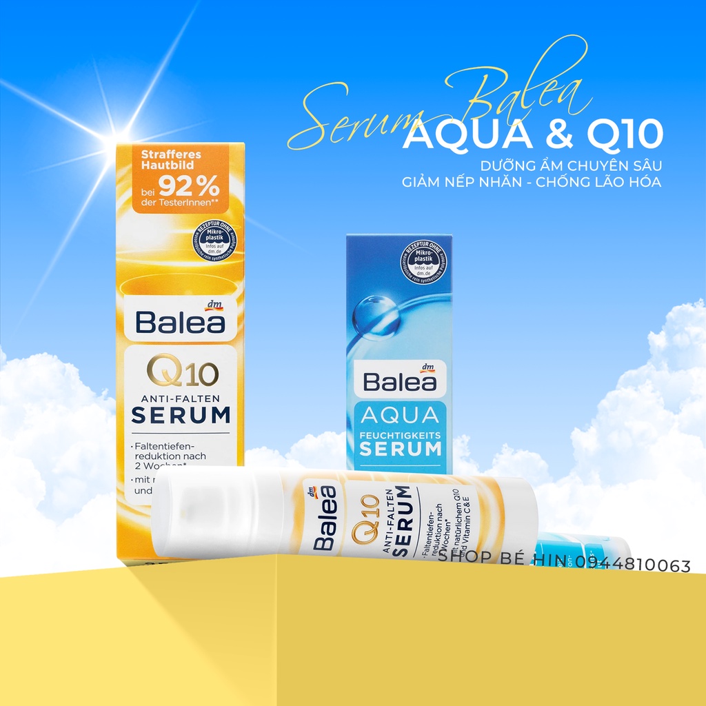 Serum Balea Q10 và Balea Aqua Đức chống lão hóa, giảm thâm nám, nếp nhăn, dưỡng ẩm chuyên sâu