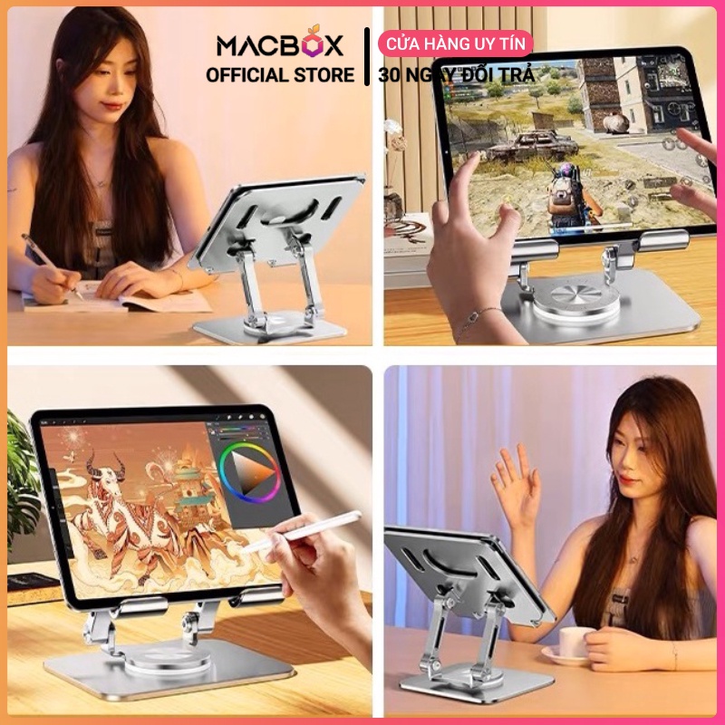 Giá đỡ Máy tính bảng iPad Chân xoay 360 độ bằng nhôm tiện lợi P26 Macbox
