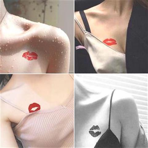 Miếng dán hình xăm chống nước nam nữ bền lâu môi gợi cảm in môi đỏ xương đòn ins gió Hàn Quốc vĩnh viễn