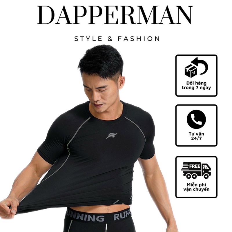 Áo thể thao nam tay ngắn thun co dãn ôm body mặc tập gym vận động thể thao DAPPERMAN