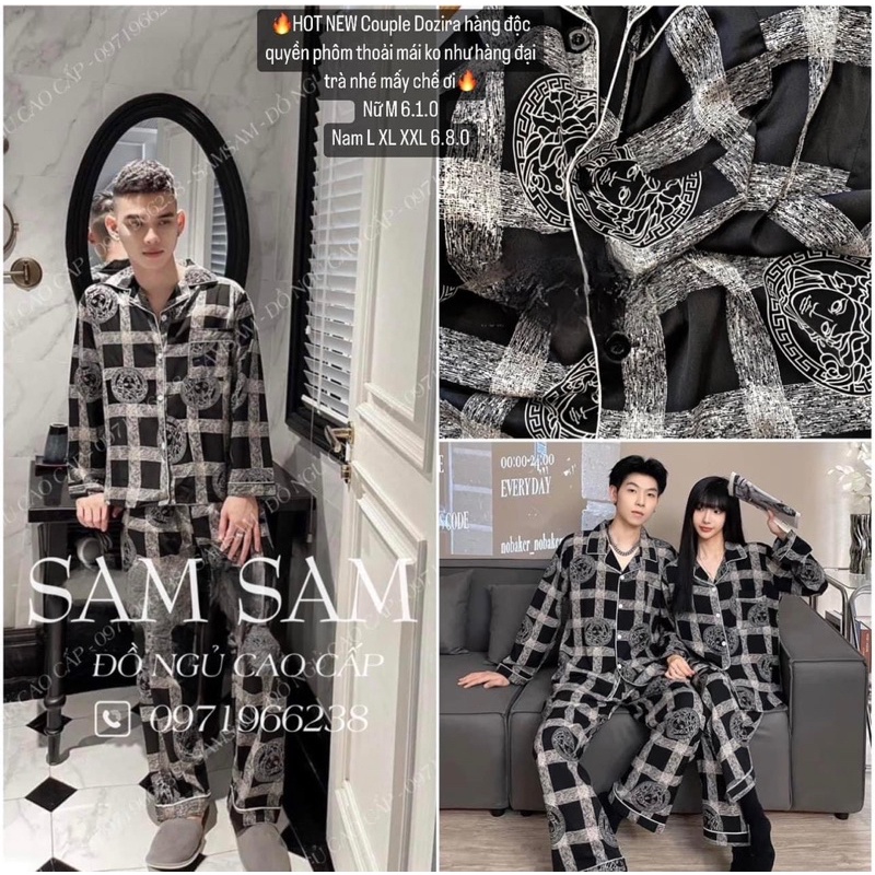 Đồ Bộ Mặc Nhà Pijama Nam Nữ Couple Cộc và Dài Tay Cao Cấp - Đồ Ngủ Lụa Quảng Châu