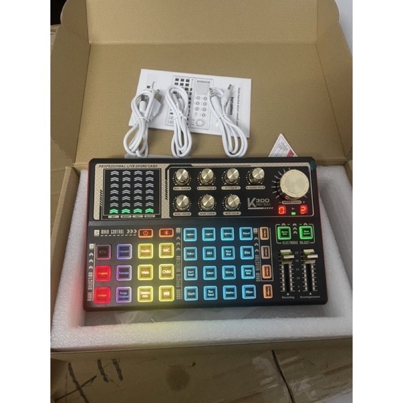 Soundcard K300 PRO MAX bản nâng cấp – Soundcard chuyên thu âm, livestream, karaoke online – Livestream được 3 điện thoại