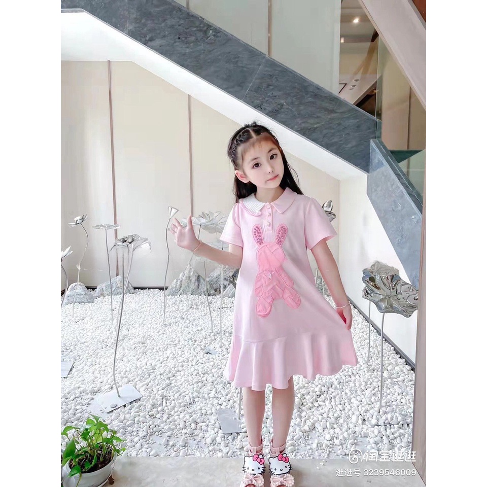Váy cho bé gái, đầm có cổ dáng đuôi cá in hình cho bé gái VBG32