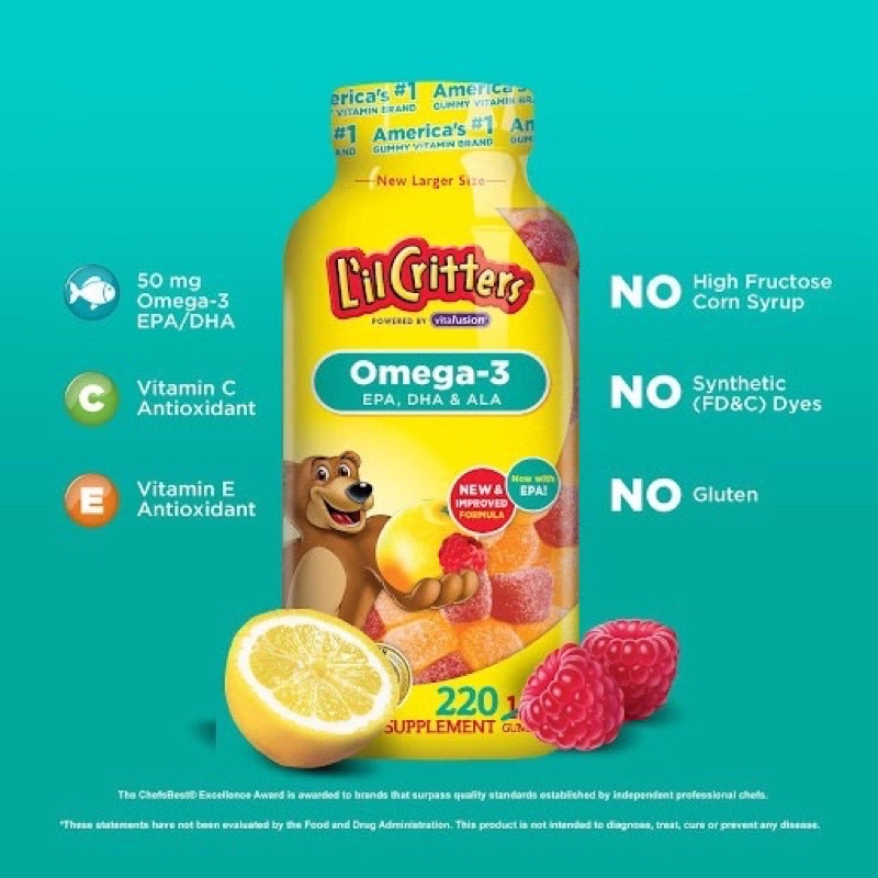 Kẹo dẻo L'iCritters Omega 3 - Hộp 220 viên