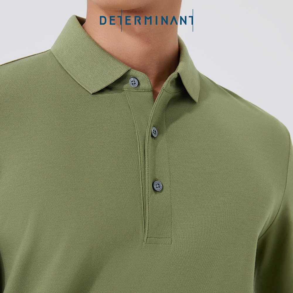 Áo thun polo nam cao cấp DETERMINANT tay dài - kháng nước - 100% cotton - màu xanh Olive - P03