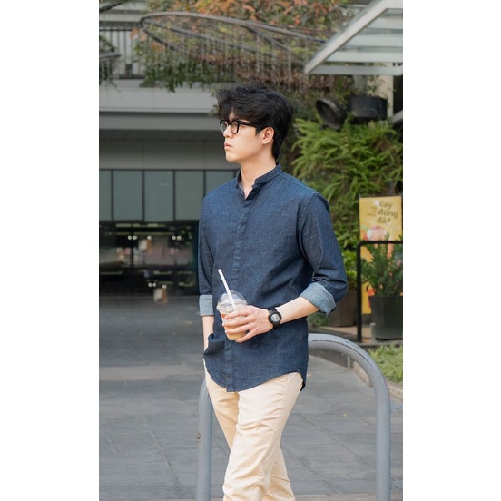 Sơ mi denim dài tay Dugarco form regular cổ trụ form rộng nam ulzzang 228SM22119