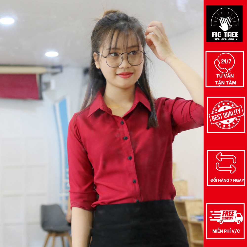 Áo sơ mi màu đỏ đô cổ đức tay dài cực hót