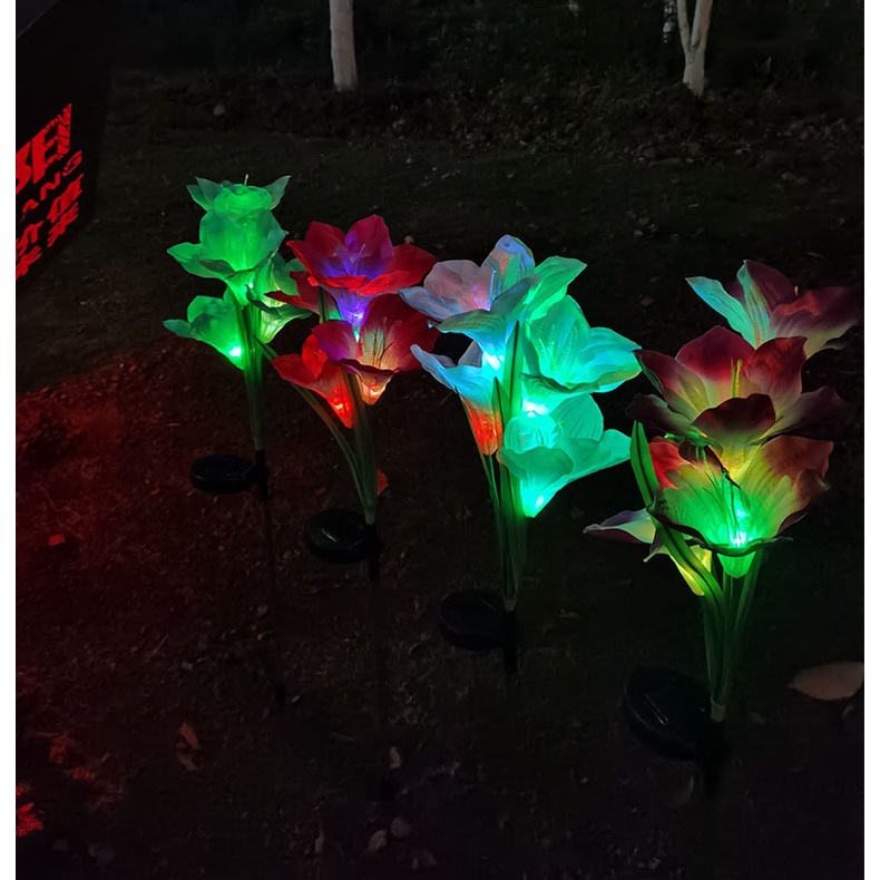Đèn LED kiểu hoa cúc hoa lyli hoaá hướng dương hoá hồng dùng năng lượng mặt trời chống thấm nước trang trí ngoài trời