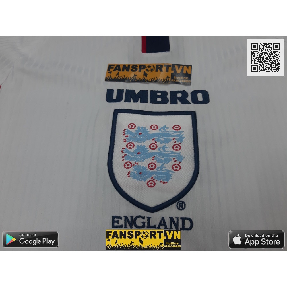 Áo đấu bóng đá Anh England 1997-1998-1999 home shirt jersey white umbro retro size M