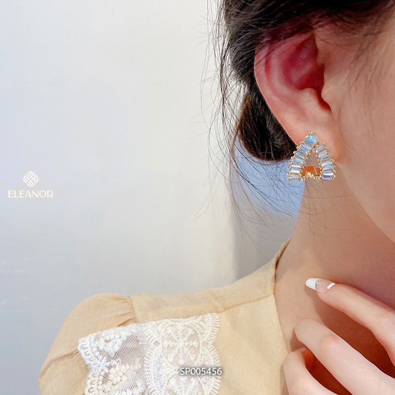 Bông tai nữ chuôi bạc 925 Eleanor Accessories hình tam giác đính đá phụ kiện trang sức 5456