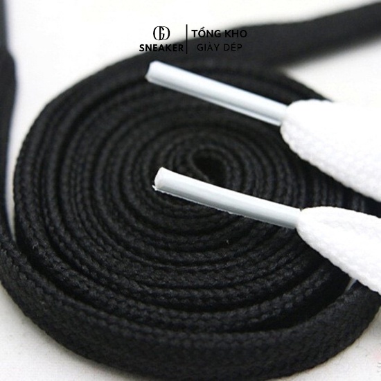 Dây Giày Sneaker Buộc Dây Thể Thao Dây Dẹt Dài 1,2m Màu Đen, Trắng