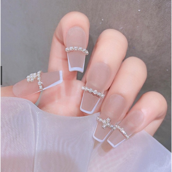 Cham dây đính đá nails cao cấp- charm xích nails 3 màu vàng bạc 7 màu