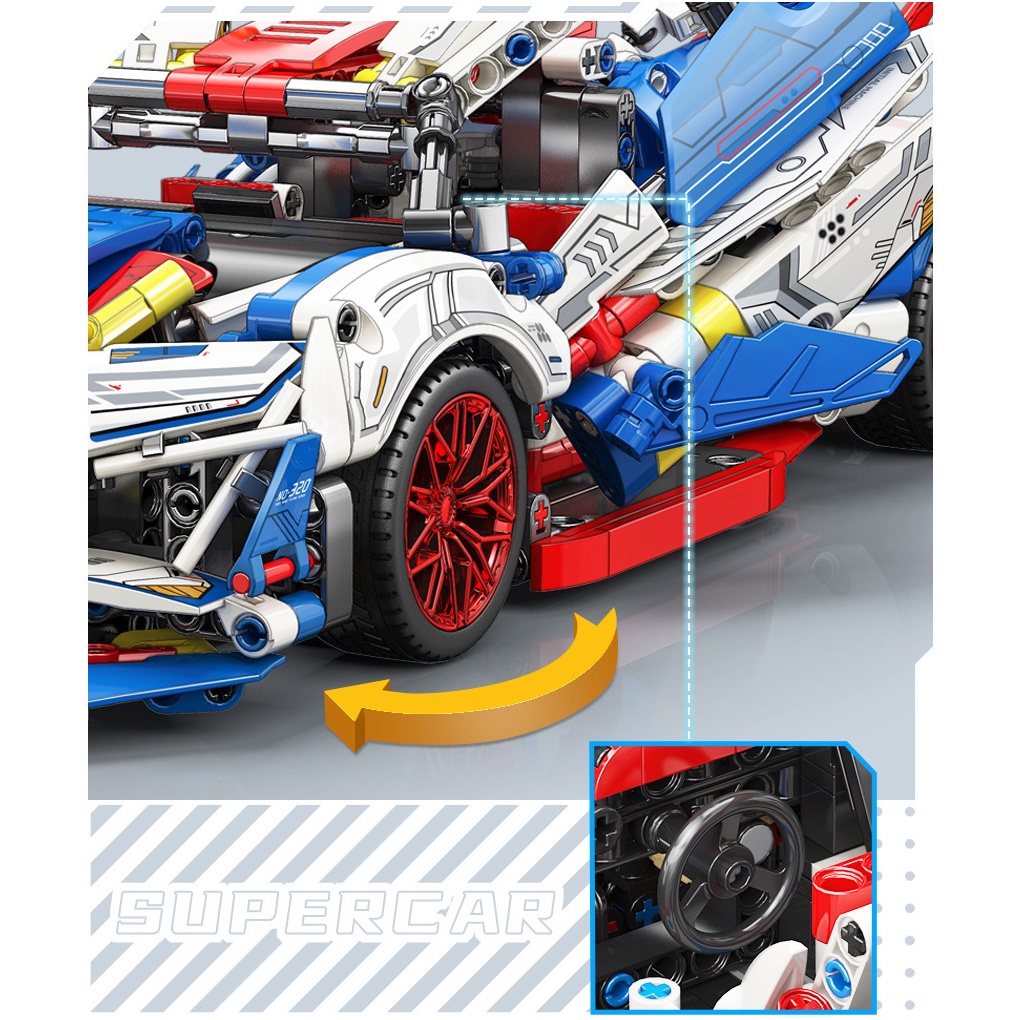 Đồ Chơi Lắp Ráp Mô Hình Siêu Xe Apollo Project Evo White Blue / Lamborghini Điều Khiển Từ Xa RC Tỉ Lệ 1:14 MY88320A