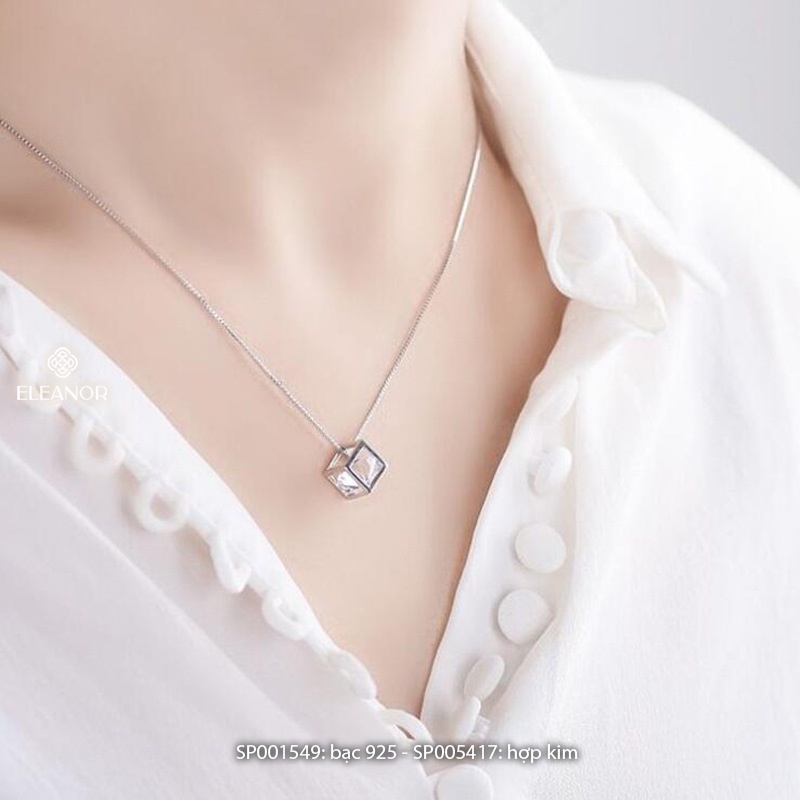Dây chuyền nữ bạc 925 Eleanor Accessories mặt hình hộp phối đá phụ kiện trang sức 1549