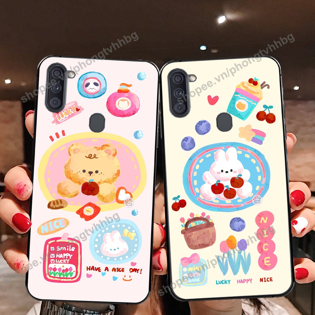 Ốp lưng Samsung A11 / M11 GẤU DÂU chi bi hoạt hình cute siêu rẻ