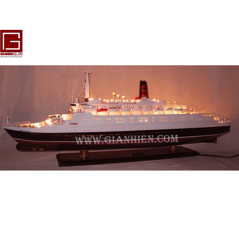 Mô Hình Thuyền Gỗ Mỹ Nghệ Dạng Thuyền Du Lịch Gắn Đèn QUEEN ELIZABETH LIGHT 2 Chất Lượng Cao Xuất Khẩu (Giá xưởng)