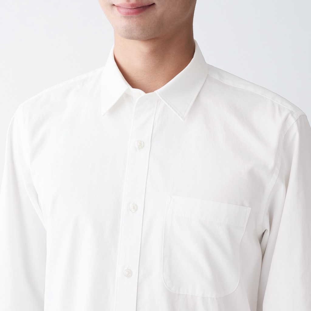 MUJI ÁO SƠ MI VẢI BROADCLOTH COTTON SỢI DÀI WASHED