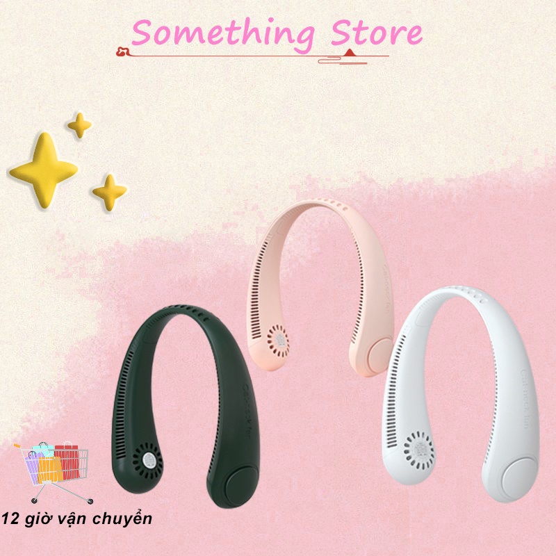 Quạt Mini Đeo Cổ Thông Minh Không Cánh Tốc Độ Mạnh Thổi 360 Độ, Dung Lượng Pin Lớn, Gió Mạnh Tặng Kèm