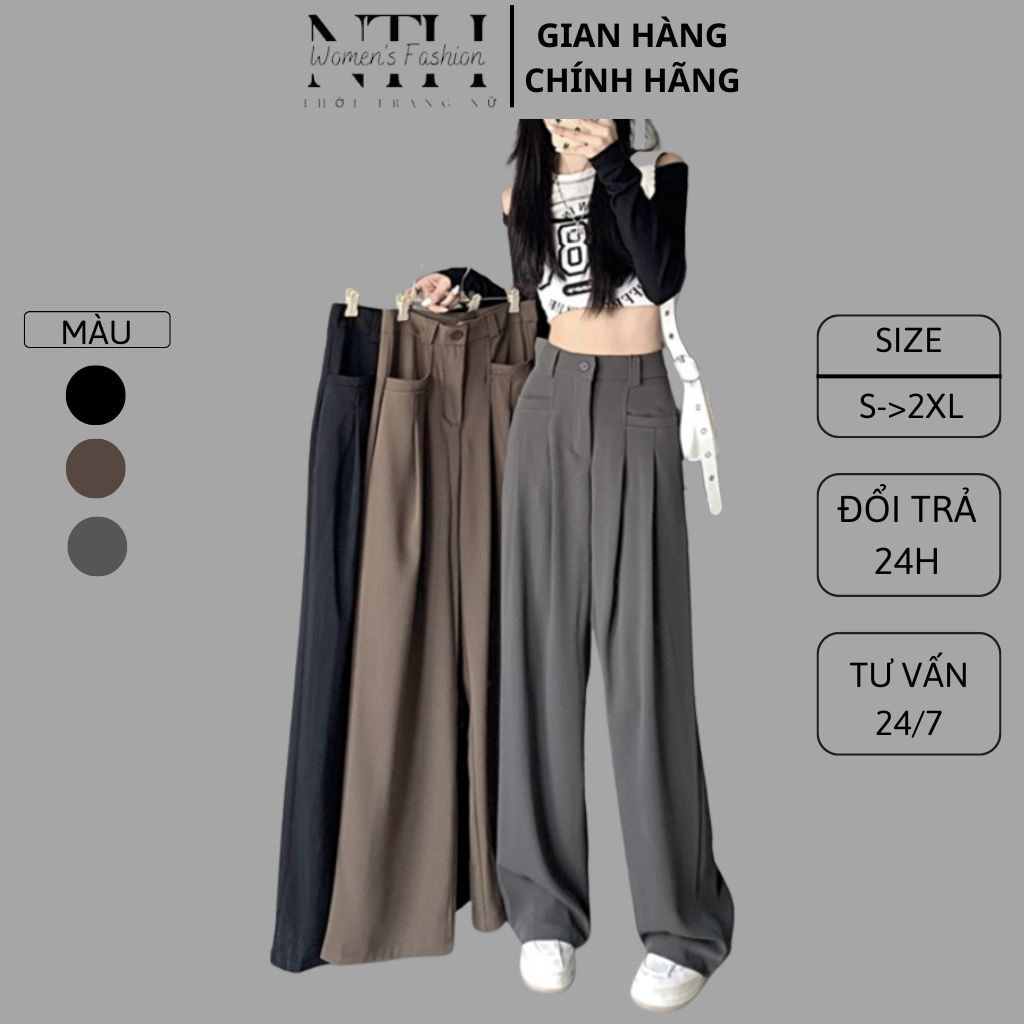 QUẦN ỐNG RỘNG NTH.WOMEN'S FASHION quần ống rộng lưng cạp cao dáng dài suông culottes xuông nữ thời trang cao cấp QTM01