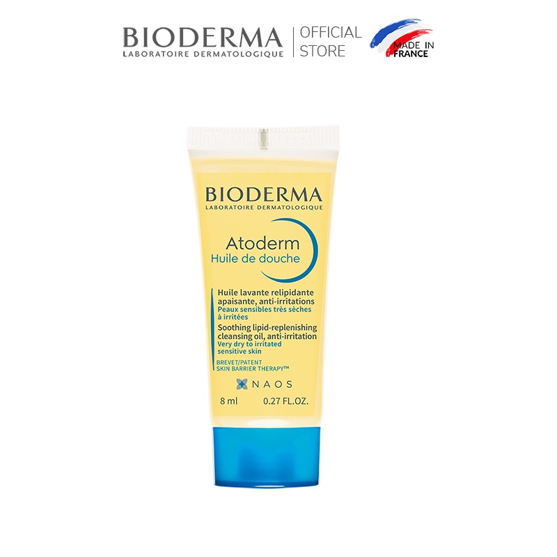 [HB Gift] Dầu tắm giúp làm sạch, làm dịu và dưỡng ẩm dành cho da khô, da nhạy cảm Bioderma Atoderm Huile De Douche 8ml