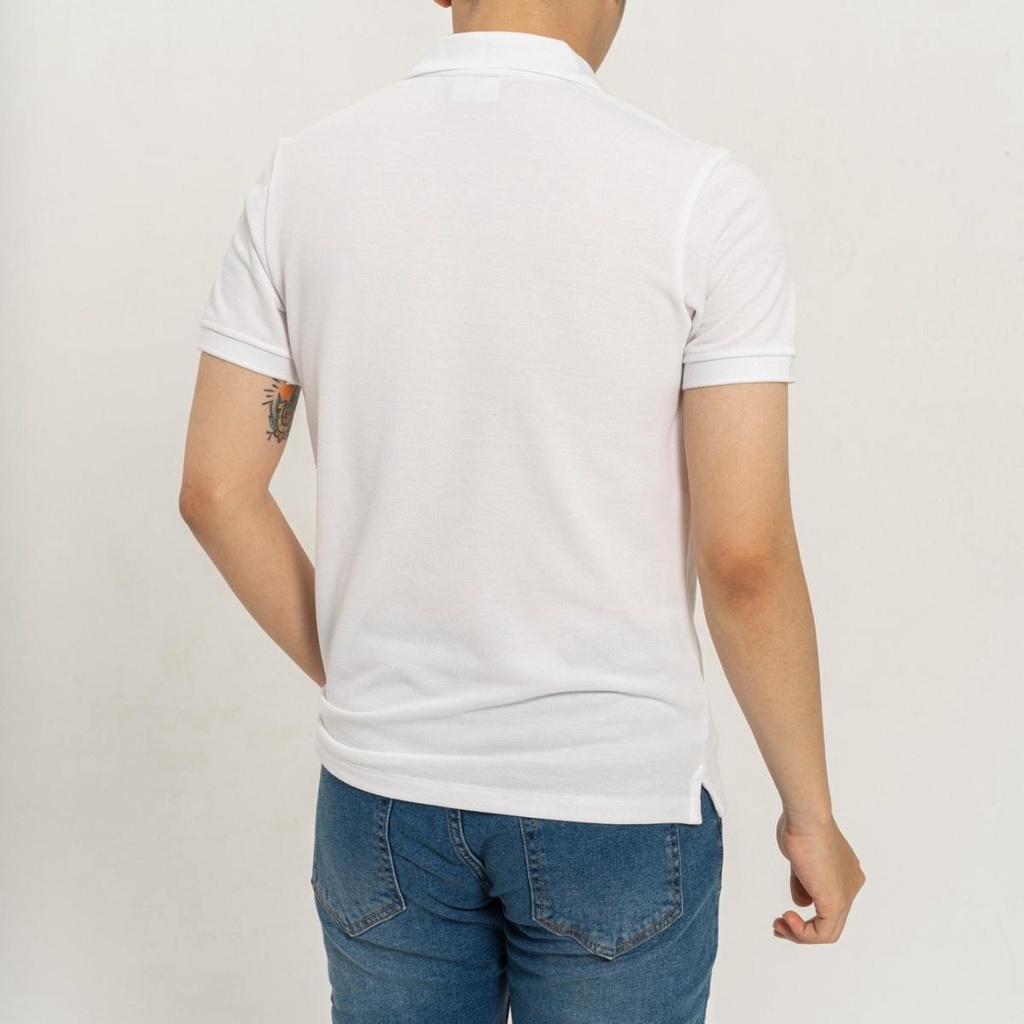 Áo Polo nam Massi 05 màu trắng trơn logo thêu chất liệu vải co giãn | BigBuy360 - bigbuy360.vn