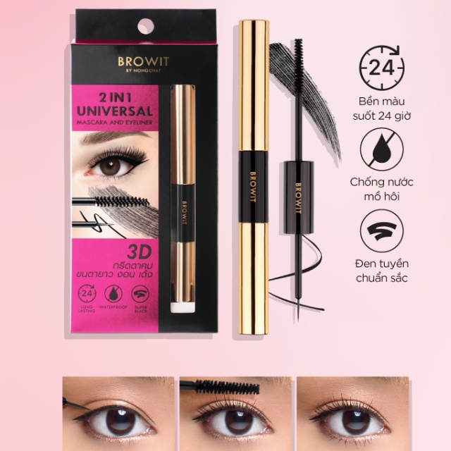 Mascara Browit by Nongchat My Everyday, 2 in1 UNIVERSAL Mascara & Eyeliner, Professional Duo Mascara - Hàng Nội Địa Thái