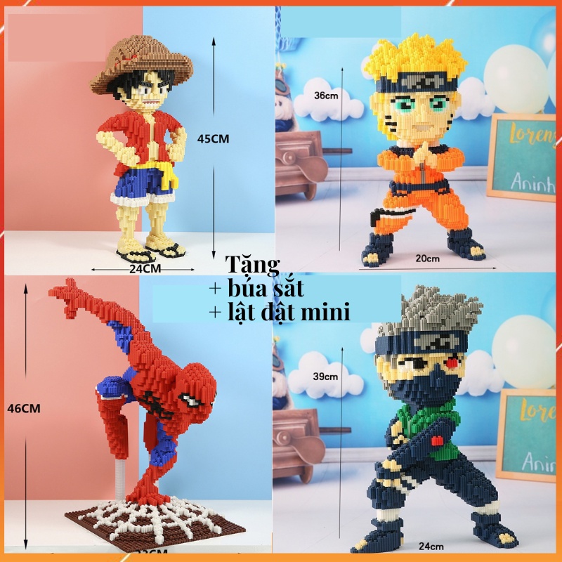 Mô hình lắp ráp Luffy cỡ lớn 45cm TẶNG búa sắt+ lật đật, quà tặng bạn, quà tặng sinh nhật, đồ chơi xếp hình, lắp ráp