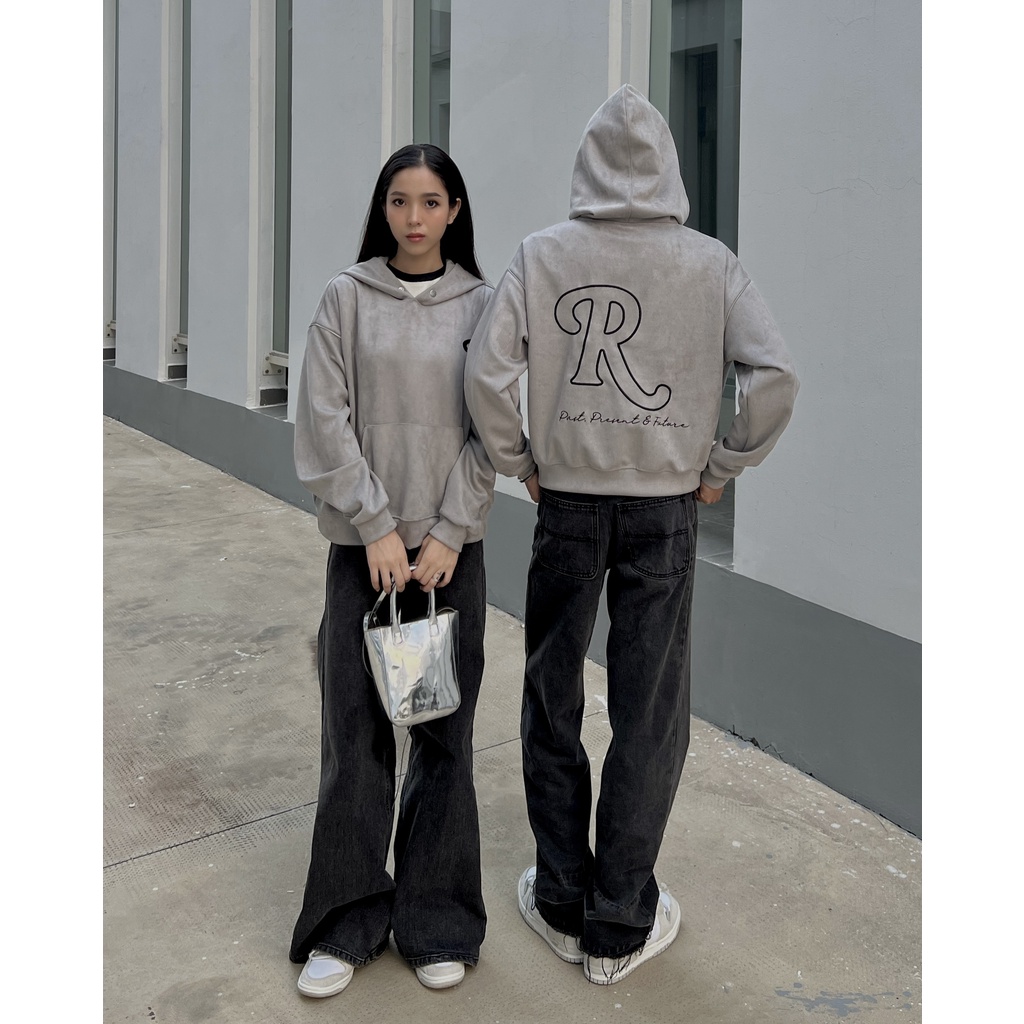 REUNION Boxy Hoodie - Áo Hoodie Boxy REUNION Da Lộn Chữ Thêu version 3.0